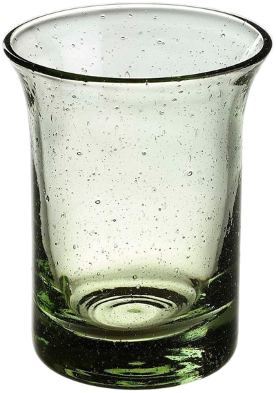 Becher aus Waldglas, gün und mit Lufteinschlüsse (Blasen)
